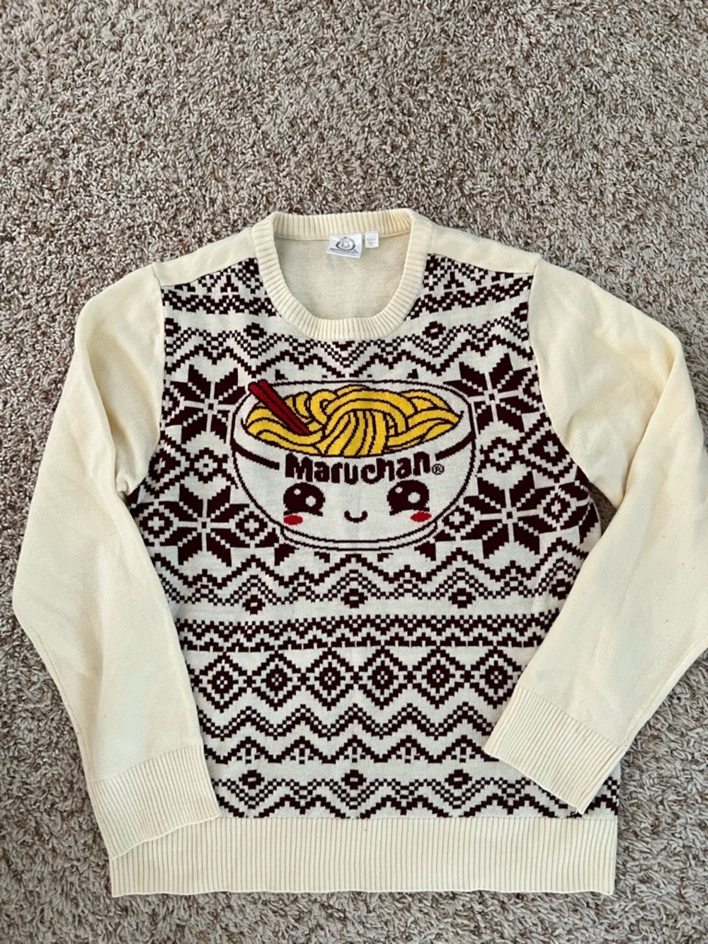 Maruchan Cream Graphic Knit Sweater - kids size XL